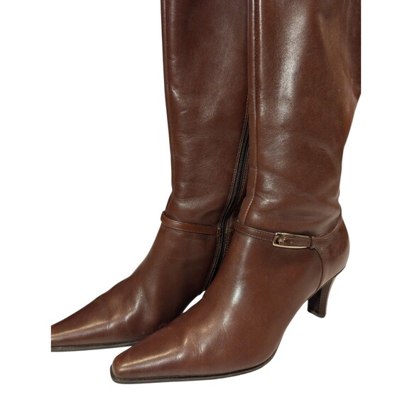 Vintage Circa Joan & David Brown Knee High Tall Boots Stretchable Calf Sz 8 - Picture 3 of 5